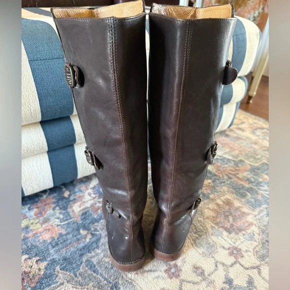 Frye Paige Buckle Riding brown leather boots sz 8.5 - Picture 5 of 12